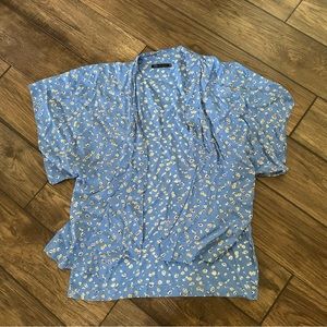 John Eshaya floral opened front shirt